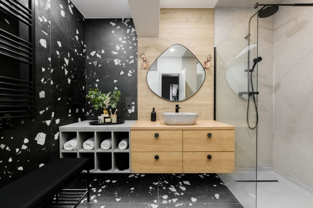 amenajare baie neagra terrazzo