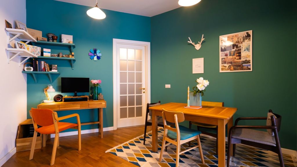 dining birou zona turcoaz stil nordic