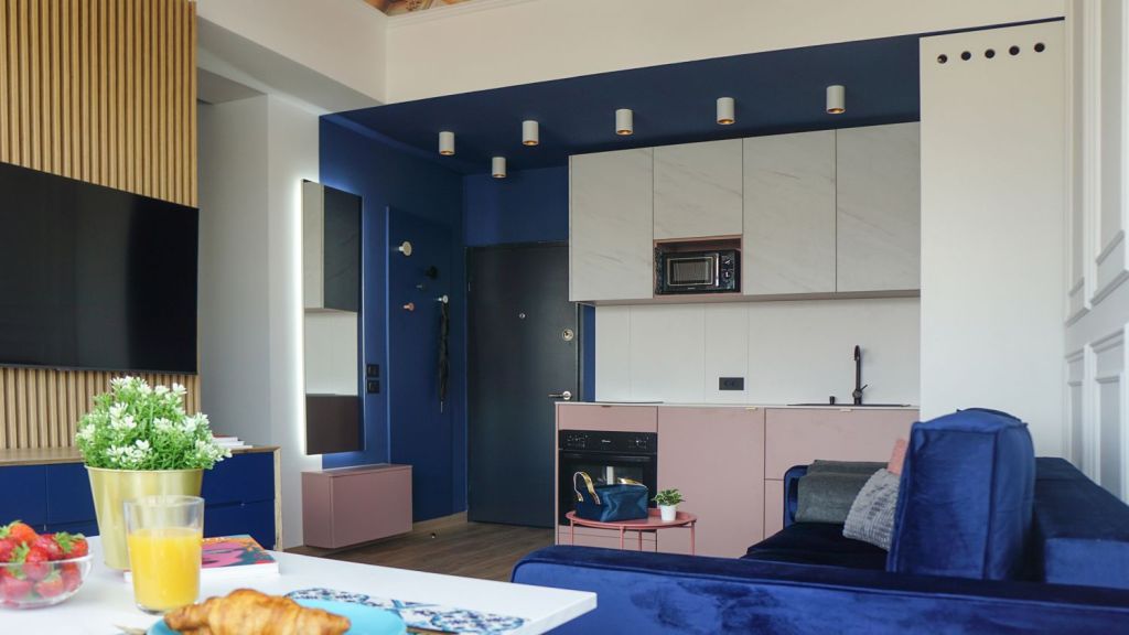 amenajare studio open space living bucatarie