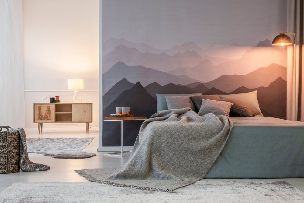 tapet monocrom pentru un design modern in dormitor