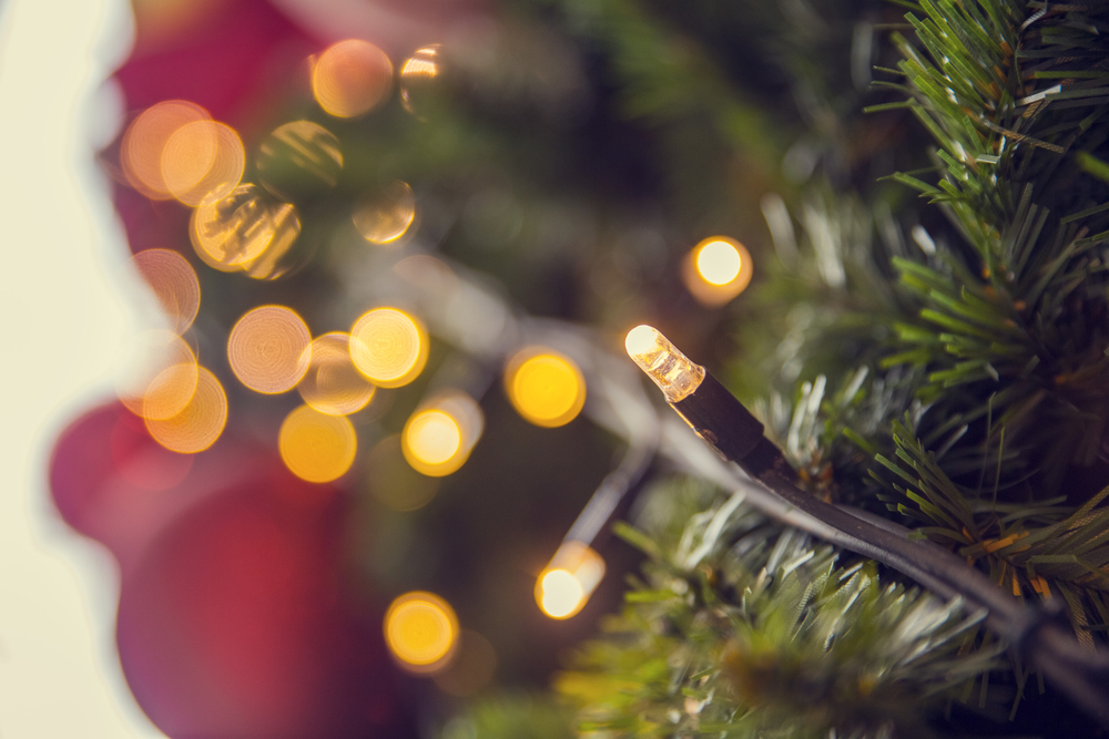 instalatie luminoasa de craciun in brad beculet de aproape