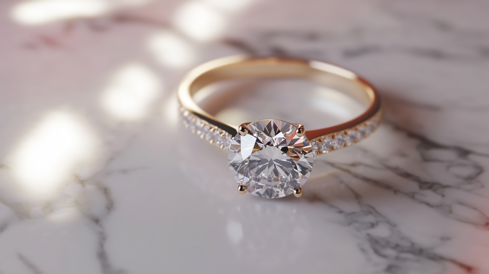 inel diamant aur alb