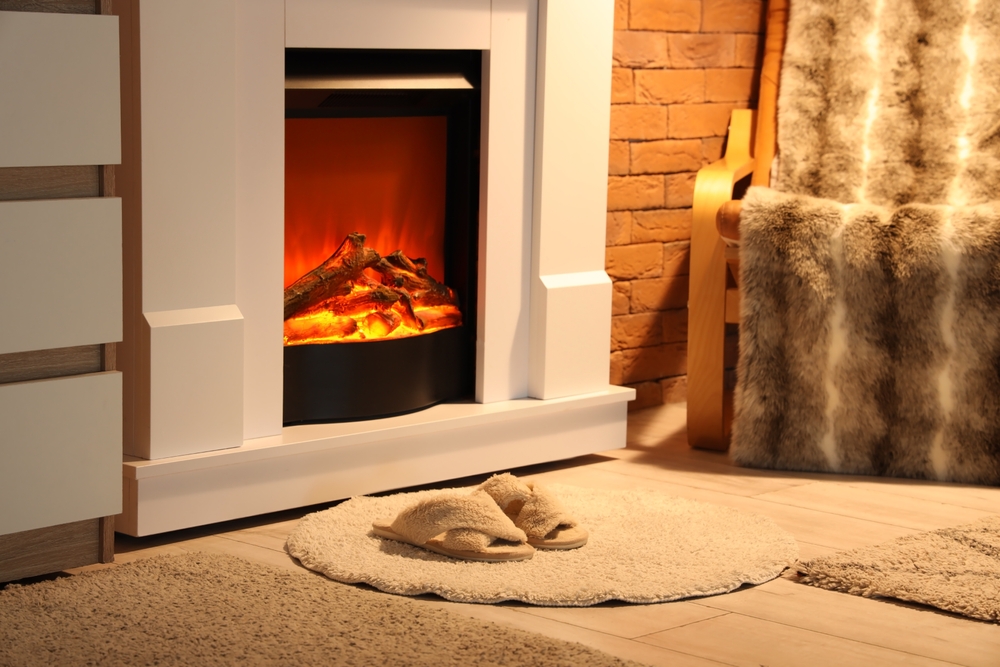 șemineu electric pentru încălzirea temporara a unei camere cozy