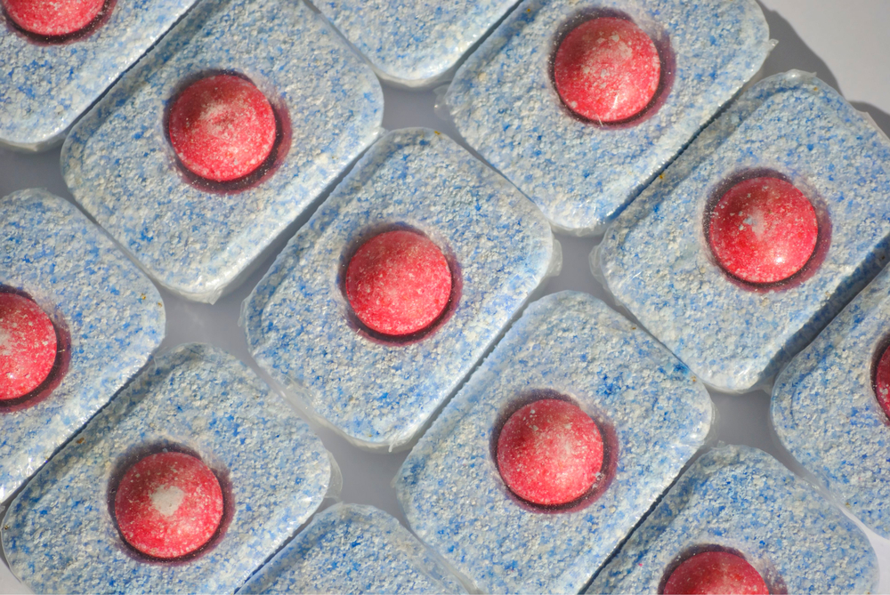 tablete spălare vase vedere de aproape