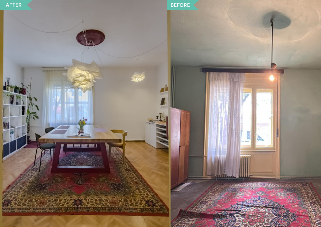 before and after amenajare birou intr-un apartament 2