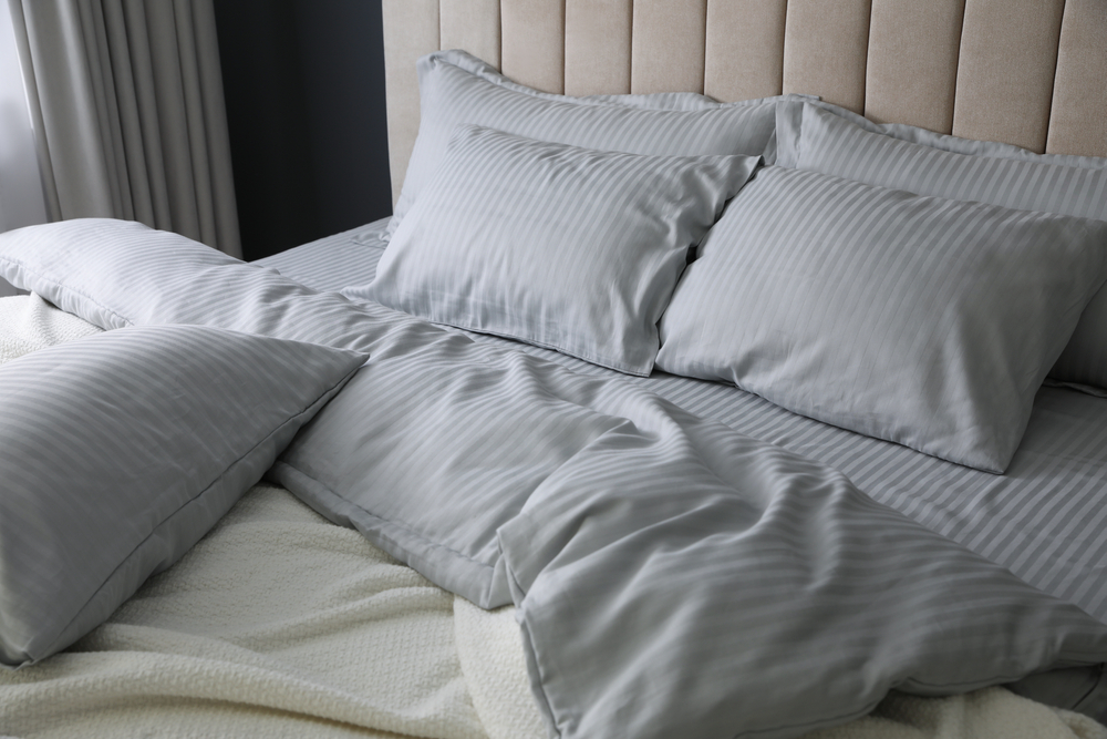 textile de casa cumparate de black friday din bumbac satinat cu model in dungi